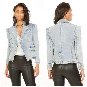 Generation Love Sutton Double Breasted Denim Jacket Washed Blue size XS